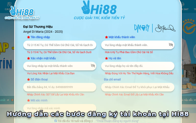 Hướng dẫn các bước đăng ký tài khoản tại hi88
