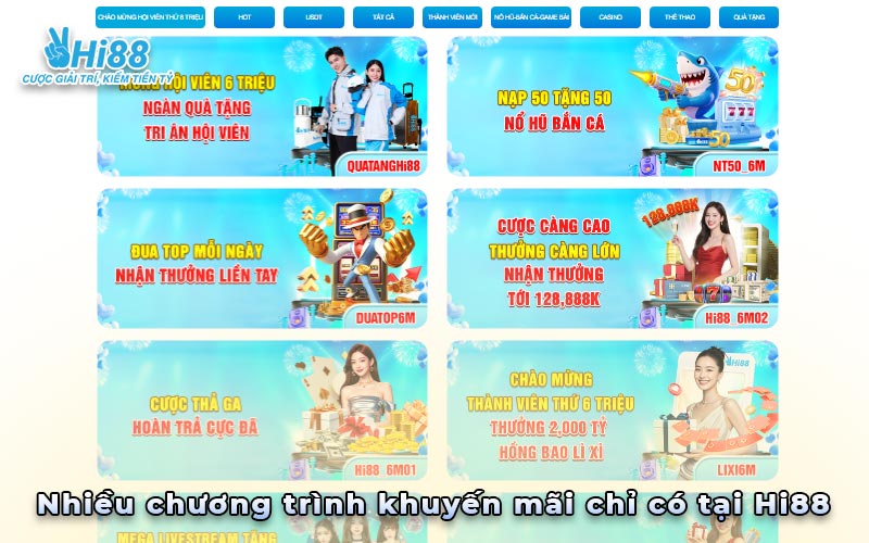 Vô vàn chương trình khuyến mãi chỉ có tại Hi88